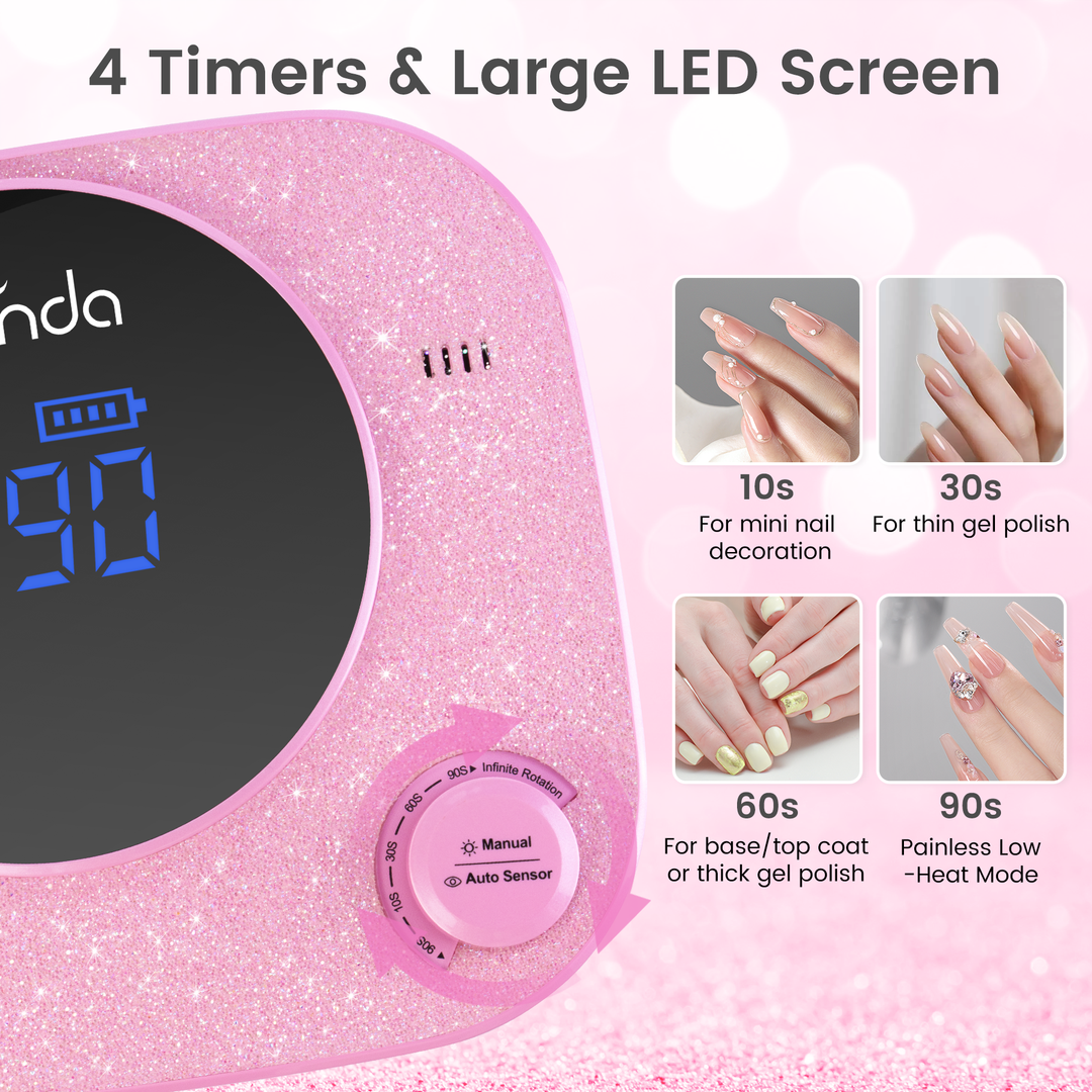 Crown V2 Bling 54W Rechargeable UV/LED Nail Lamp – Pink