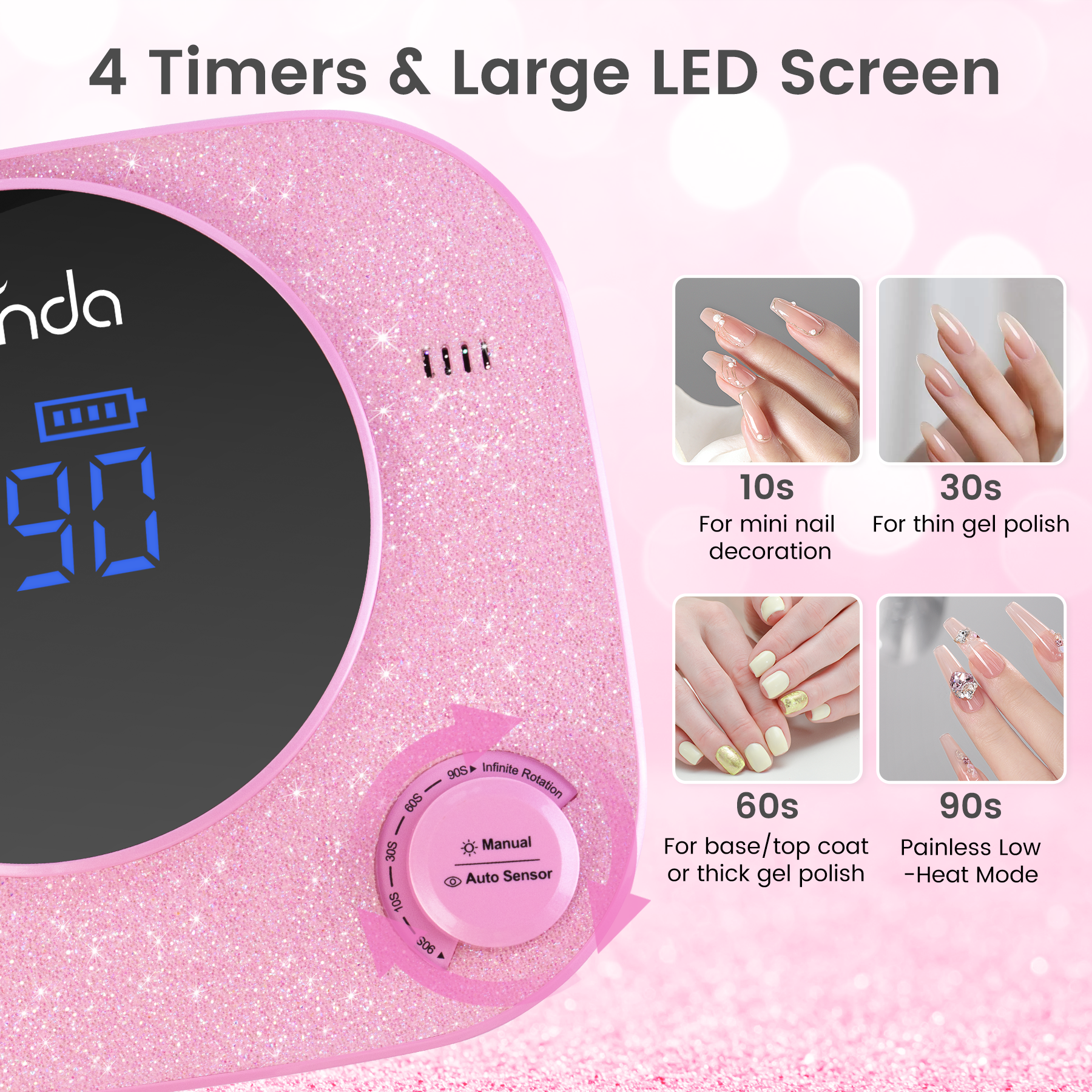 Crown V2 Bling Nail Lamp - Pink - 54W Rechargeable UV/LED