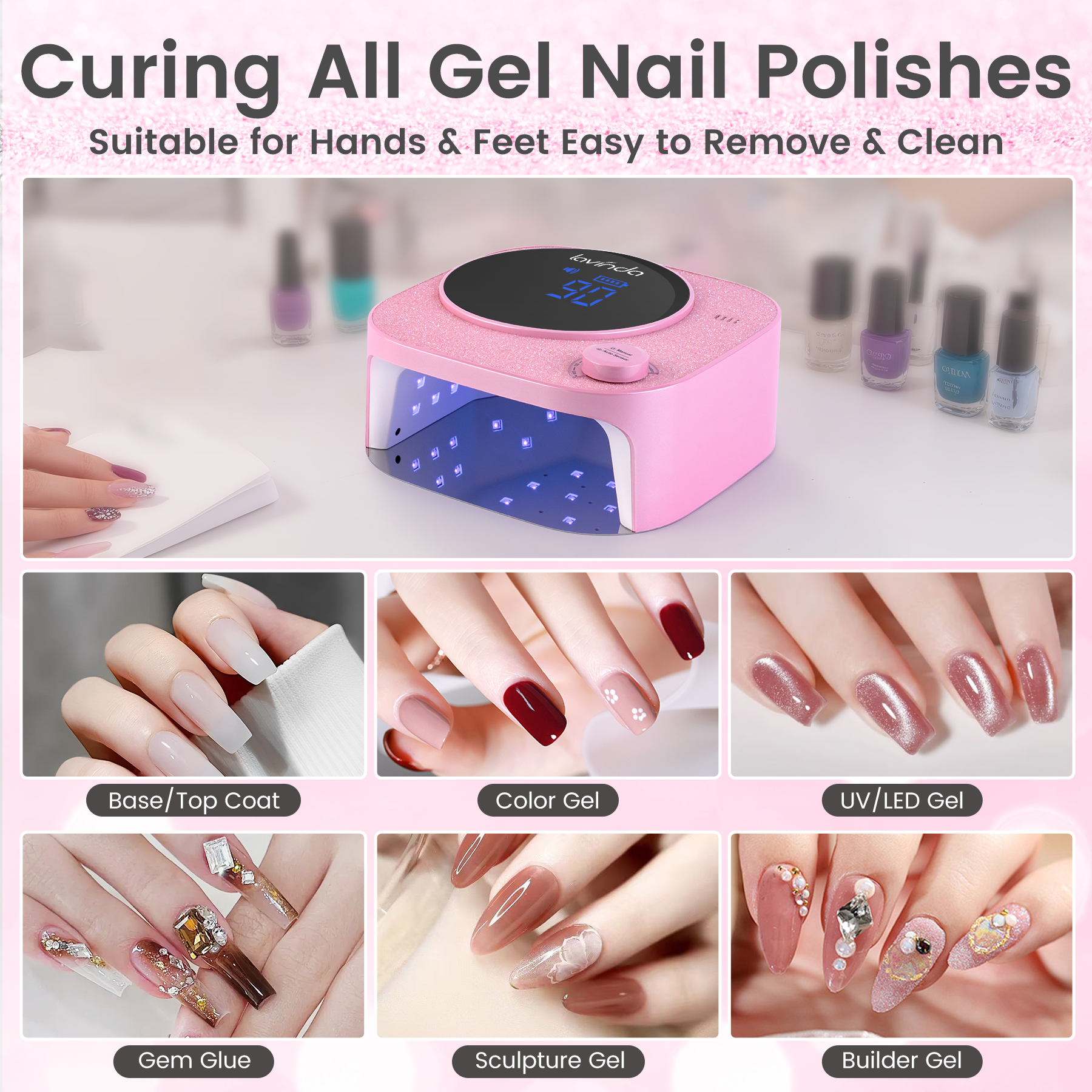 Crown V2 Bling Nail Lamp - Pink - 54W Rechargeable UV/LED