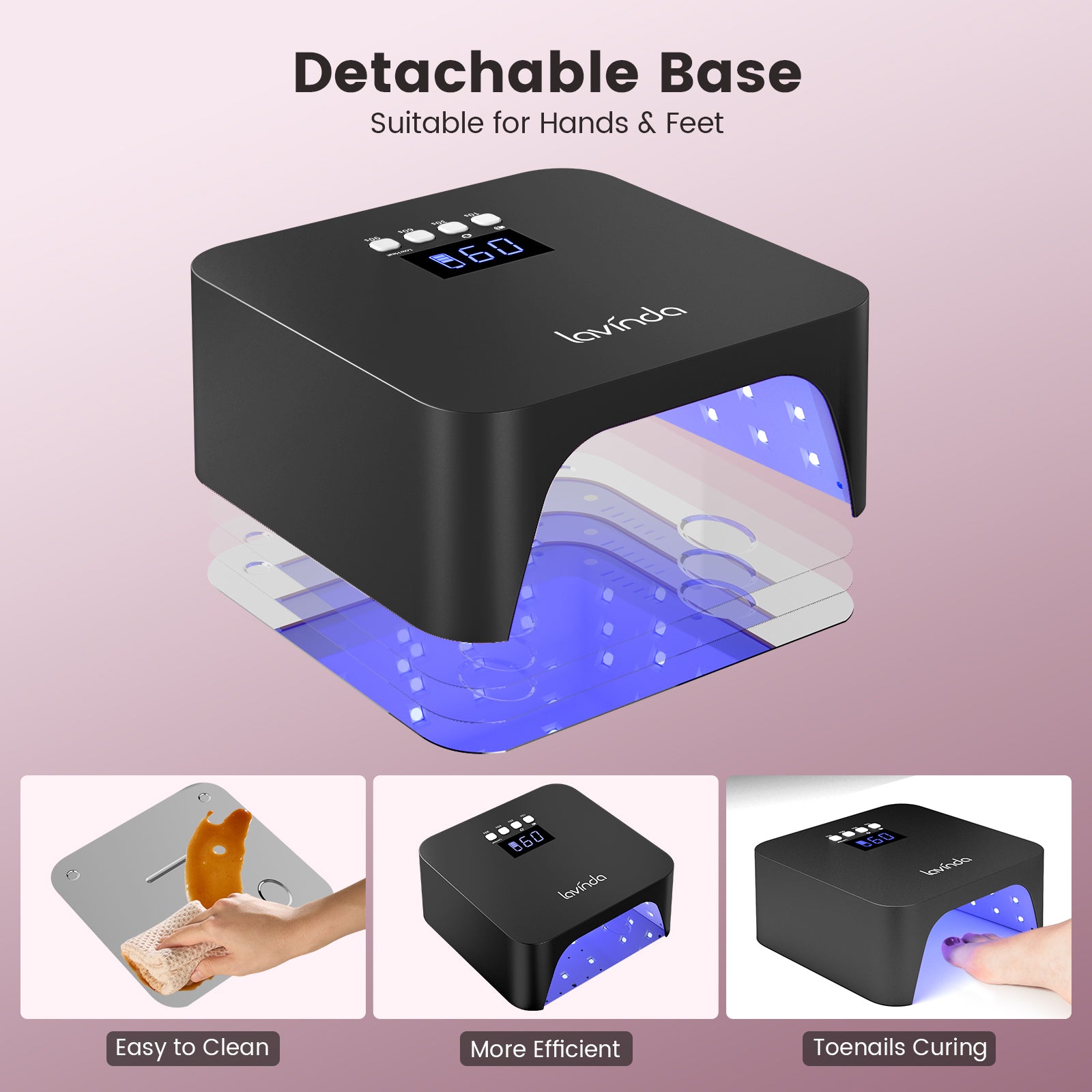 NovaGlow Nail Lamp - Black - 48W Rechargeable UV/LED