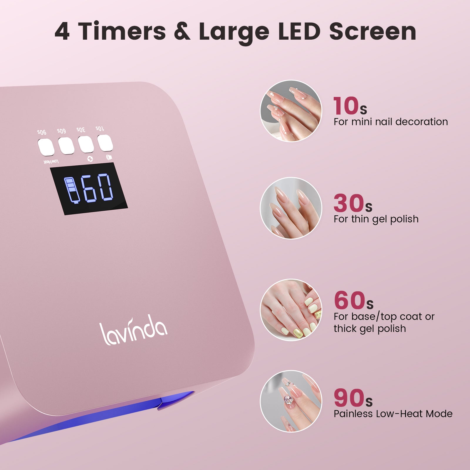 NovaGlow™ Nail Lamp - Rose Gold - 48W Rechargeable UV/LED