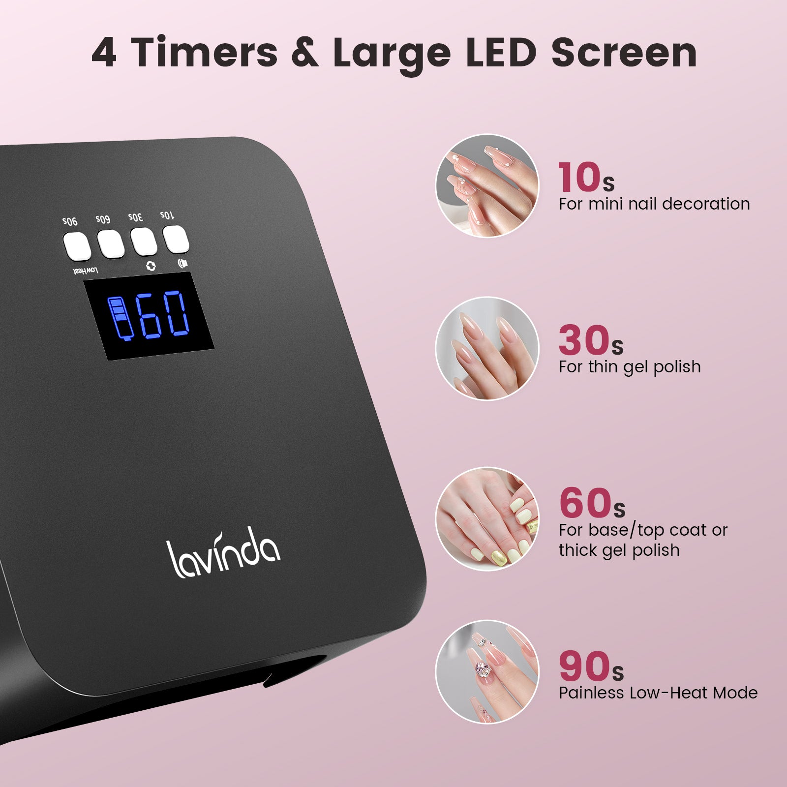 NovaGlow Nail Lamp - Black - 48W Rechargeable UV/LED