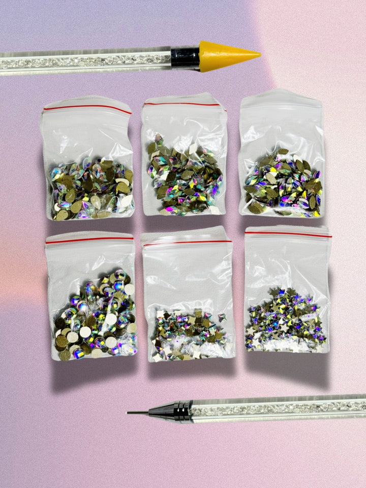 Nail Art Rhinestone Kit Multi-Shape Gems Nail Rhinestones With Pen