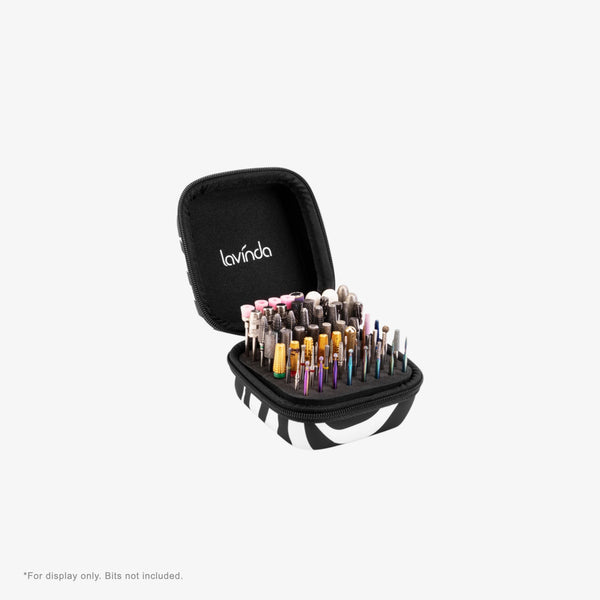 Nail Drill Bit Holder Case – Zebra Print – 64-Hole Dustproof – Lavinda