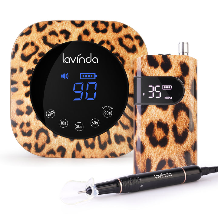 Leopard Design Set-UV Rechargeable Nail Lamp with Cordless Nail Drill Machine