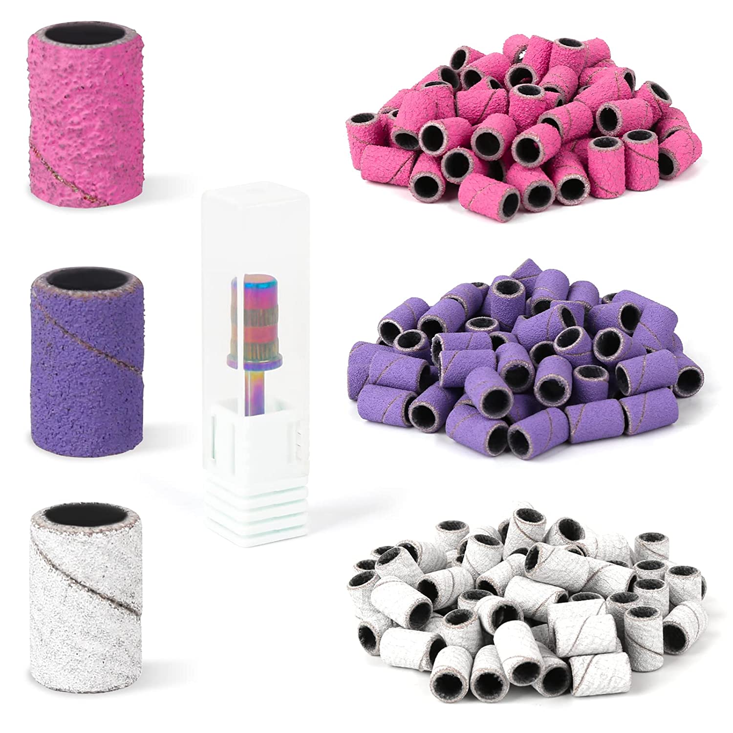 Lavinda 300pc Multi-Grit Sanding Bands - Pink/Purple/White - 80